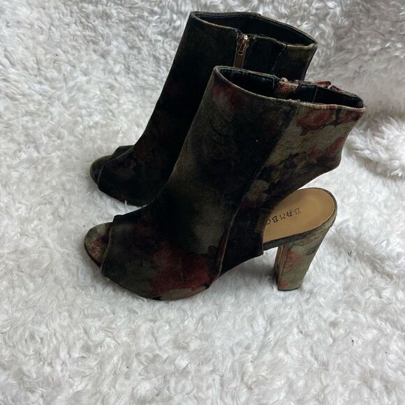 Bamboo Fall floral multi color Velvet ankle sandals peep toe side zipper size 11 - Picture 5 of 12